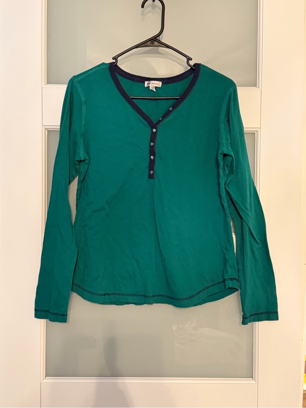 Women's Teal Long-Sleeve Henley Top